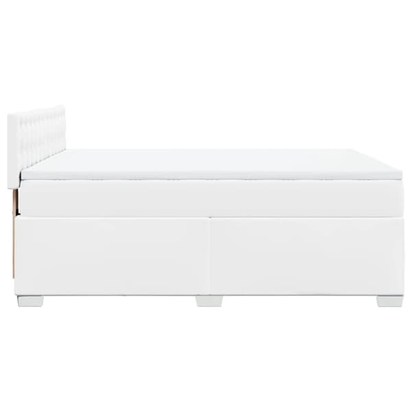 vidaXL Ramsäng med madrass vit 160x200 cm konstläder