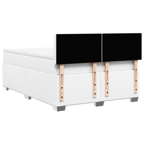 vidaXL Ramsäng med madrass vit 160x200 cm konstläder