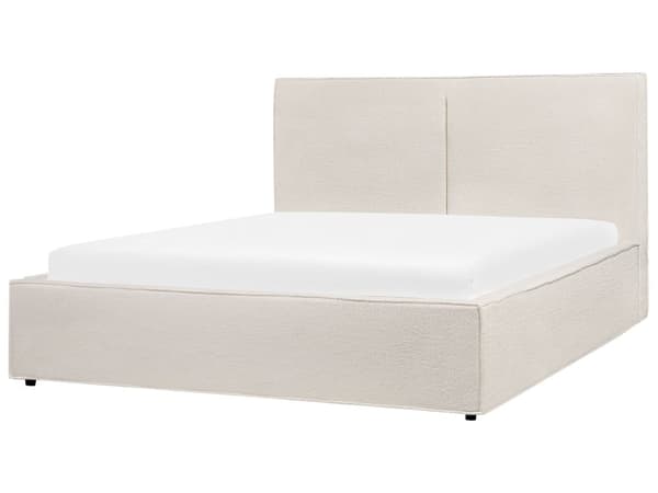 Parisänky luonnonvalkoinen bukleekangas verhoiltu mänty 160 x 200 cm säilytystilalla sälepohjalla skandinaavinen tyyli