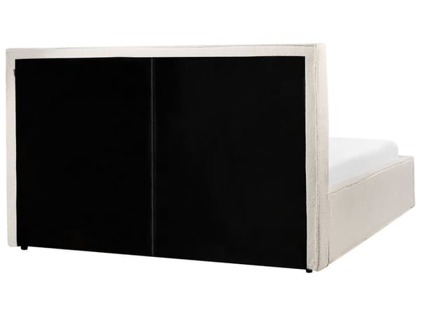 Parisänky luonnonvalkoinen bukleekangas verhoiltu mänty 160 x 200 cm säilytystilalla sälepohjalla skandinaavinen tyyli