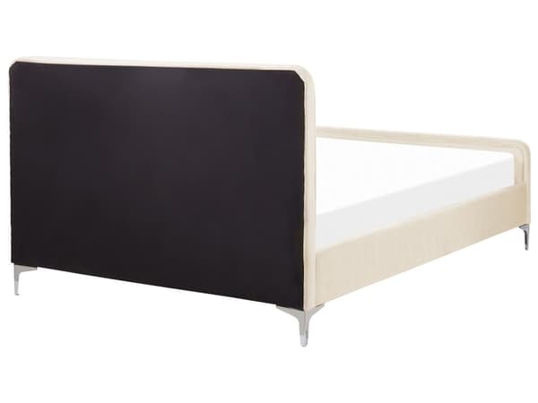 Dubbelsäng Taupe Sammet 140 x 200 cm med Tuftad Vadderad Sänggavel Metall Ben Modern Design Sovrum