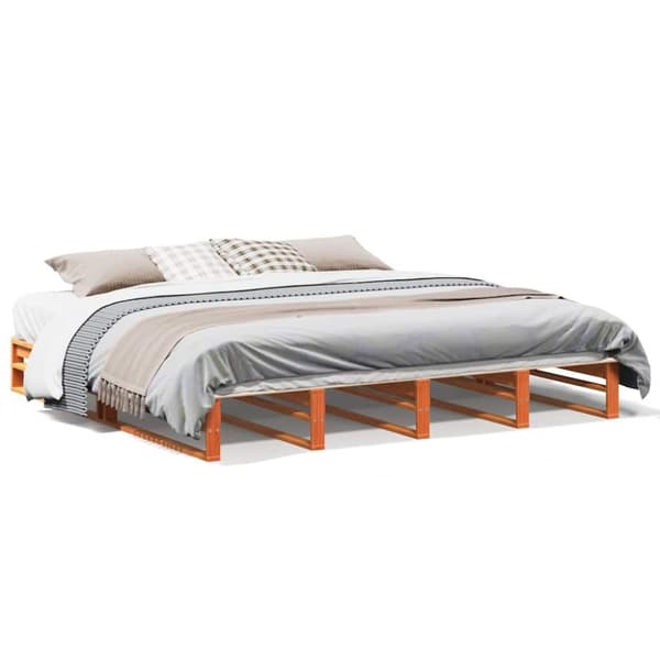 vidaXL sengeramme uden madras 180x200 cm massivt fyrretræ gyldenbrun