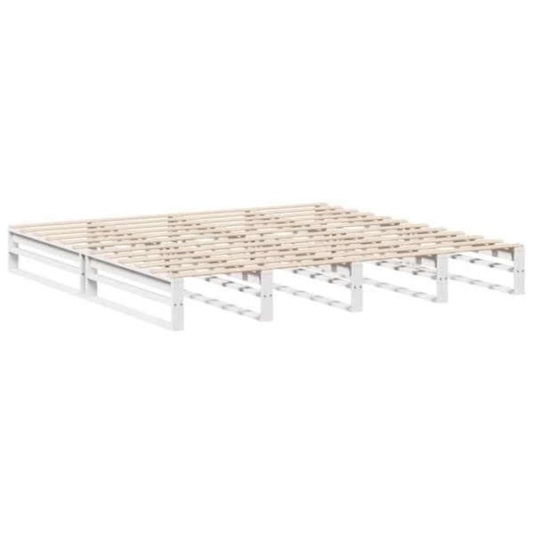 vidaXL Sängynrunko ilman patjaa valkoinen 200x200 cm täysi mänty