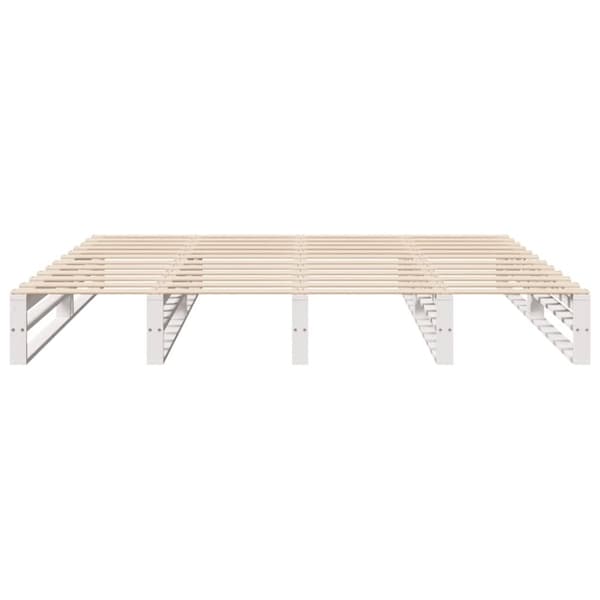 vidaXL Sängynrunko ilman patjaa valkoinen 200x200 cm täysi mänty