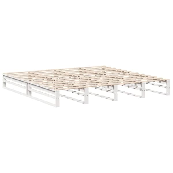 vidaXL Sängynrunko ilman patjaa valkoinen 200x200 cm täysi mänty