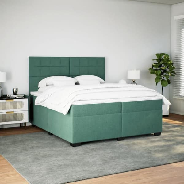 vidaXL kontinentalseng med madras 200x200 cm fløjl mørkegrøn