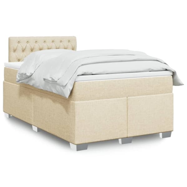 vidaXL kontinentalseng med madras 120x190 cm stof cremefarvet
