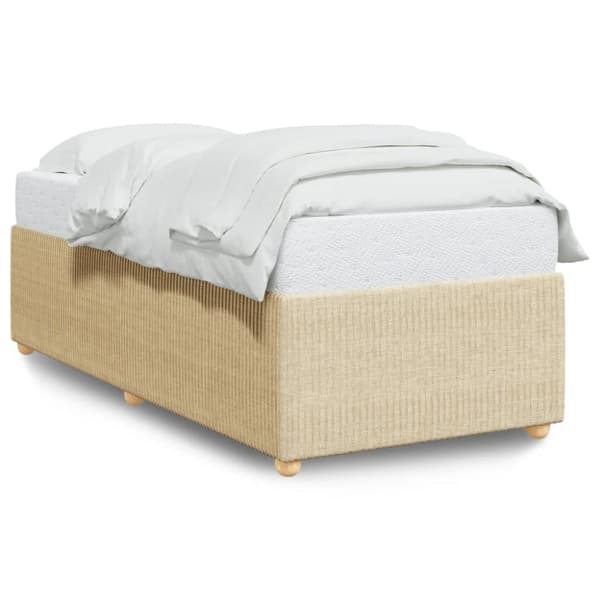 vidaXL Sengeramme kremhvit 90x190 cm stoff