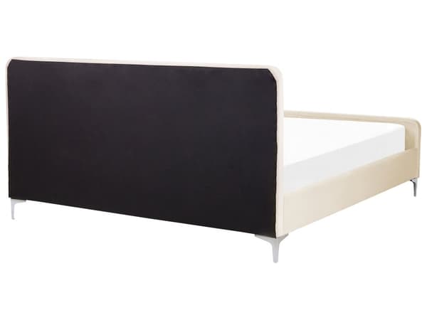 Sengeramme 180 x 200 cm Beige Fløyel Tufted Sengegavl Metallben Moderne Design