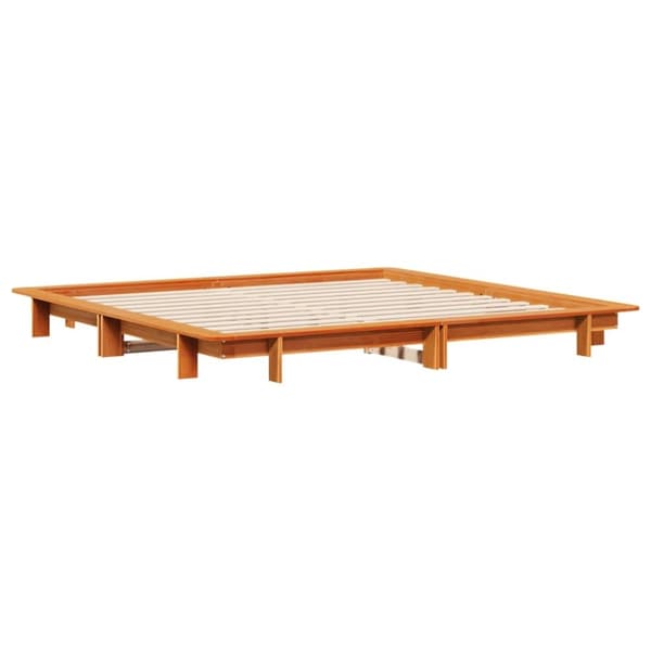 vidaXL Sengeramme uten madrass voksbrun 180x200 cm heltre furu