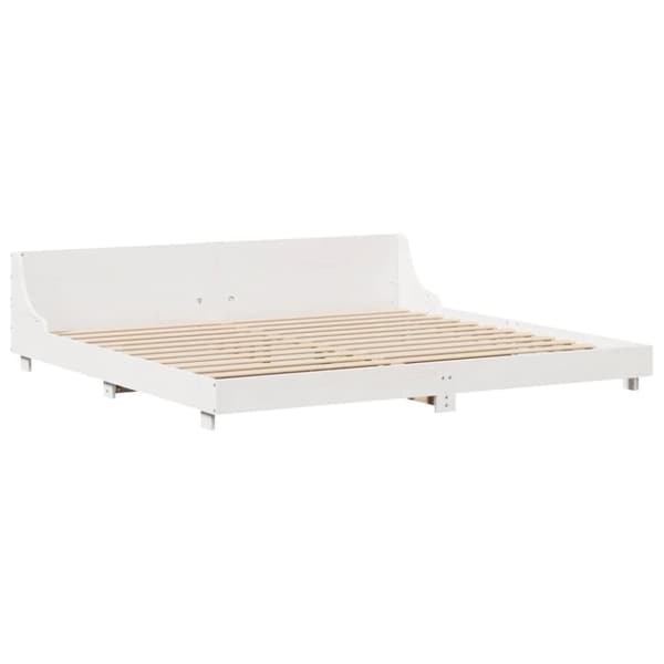 vidaXL Sengeramme med madrass hvit 200x200 cm heltre furu