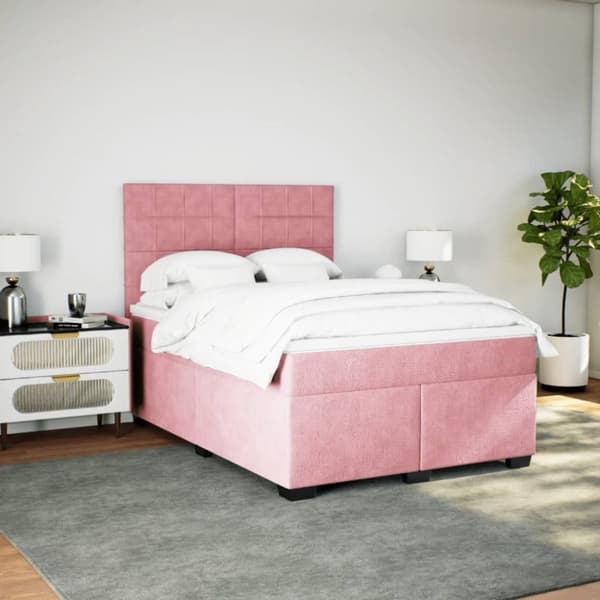 vidaXL Jenkkisänky patjalla pinkki 140x190 cm sametti