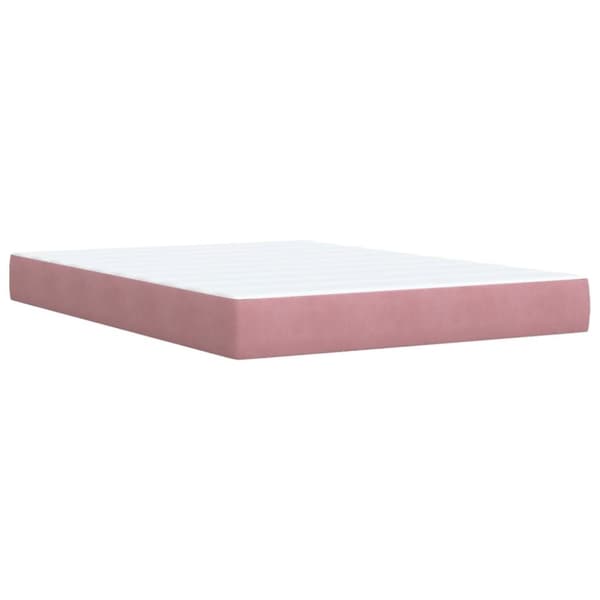 vidaXL Seng med madrass boksfjær rosa 140x190 cm fløyel