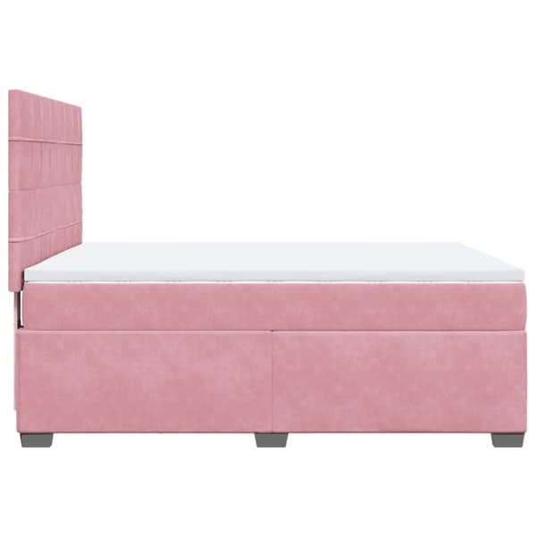 vidaXL Seng med madrass boksfjær rosa 140x190 cm fløyel