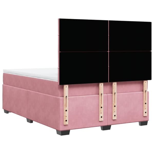 vidaXL Seng med madrass boksfjær rosa 140x190 cm fløyel