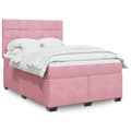 Miniatyrbilde 2 av 11: vidaXL Seng med madrass boksfjær rosa 140x190 cm fløyel