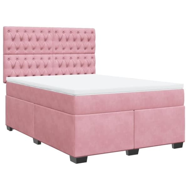 vidaXL Jenkkisänky patjalla pinkki 140x190 cm sametti