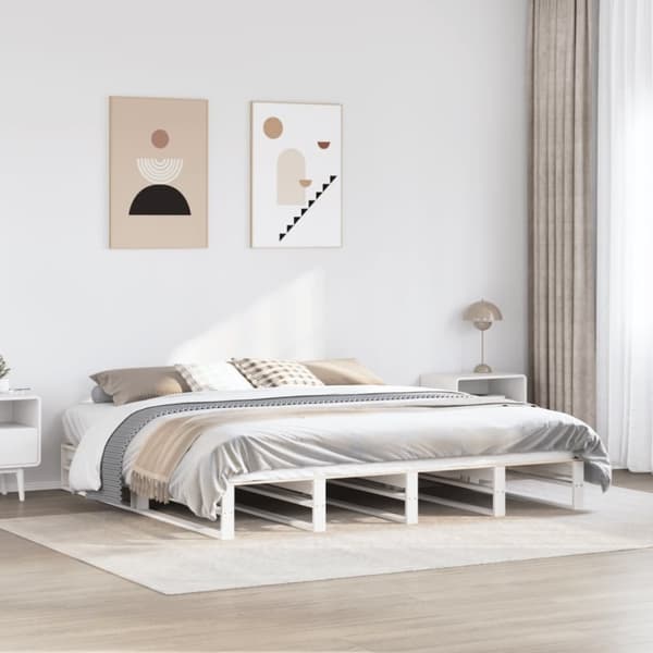 vidaXL Sängynrunko ilman patjaa valkoinen 180x200 cm täysi mänty