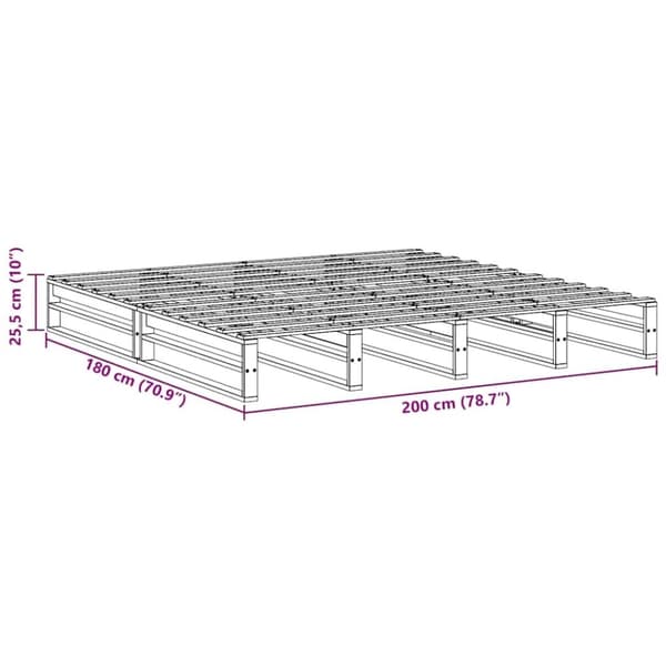 vidaXL Sengeramme uten madrass 180x200 cm heltre furu