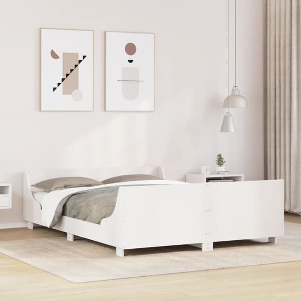 vidaXL sengeramme uden madras 150x200 cm massivt fyrretræ hvid
