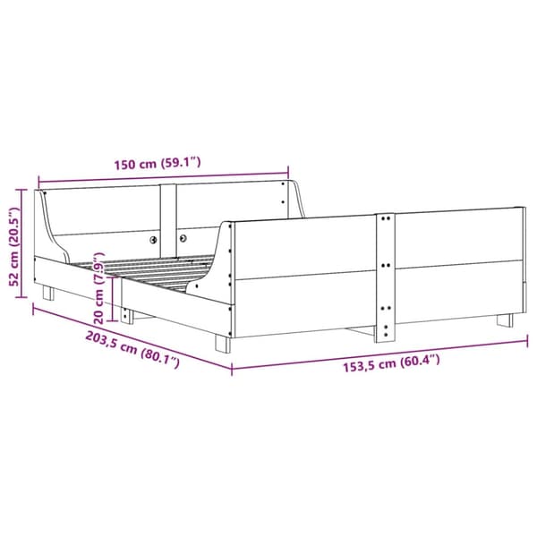 vidaXL sengeramme uden madras 150x200 cm massivt fyrretræ hvid