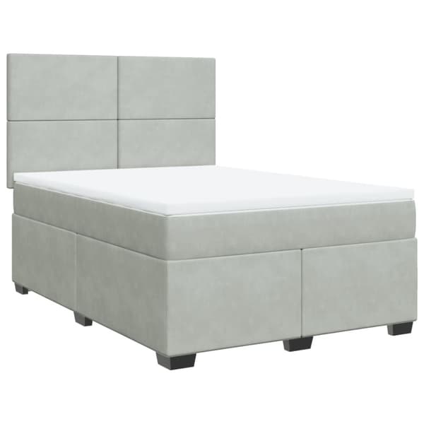 vidaXL Ramsäng med madrass ljusgrå 140x190 cm sammet