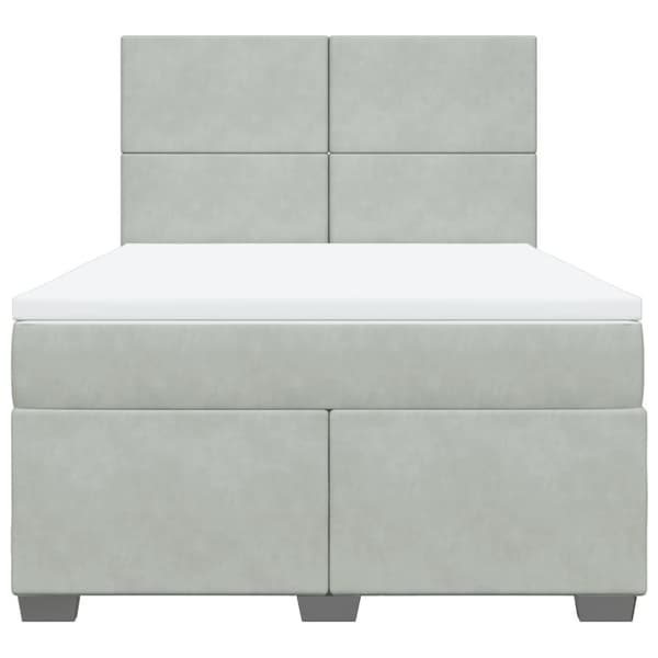 vidaXL Ramsäng med madrass ljusgrå 140x190 cm sammet