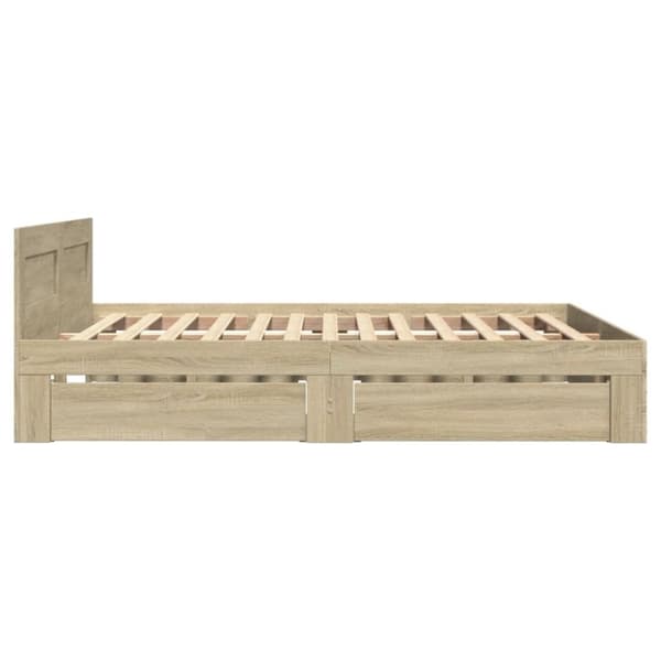 vidaXL sengeramme med sengegavl 120x200 cm konstrueret træ sonoma-eg