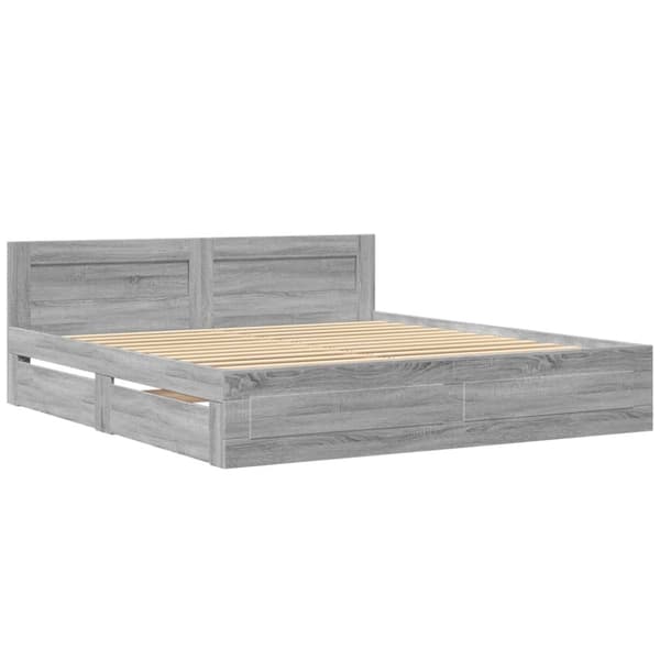 vidaXL Sengeramme med hodegavl grå sonoma 180x200 cm konstruert tre