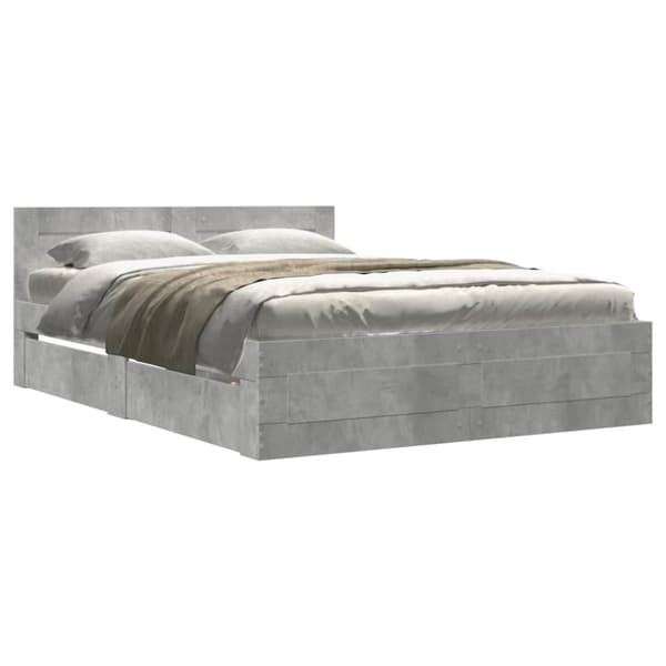 vidaXL sengeramme med sengegavl 120x200 cm konstrueret træ betongrå