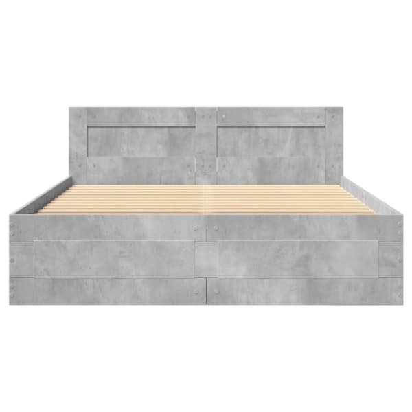 vidaXL sengeramme med sengegavl 120x200 cm konstrueret træ betongrå