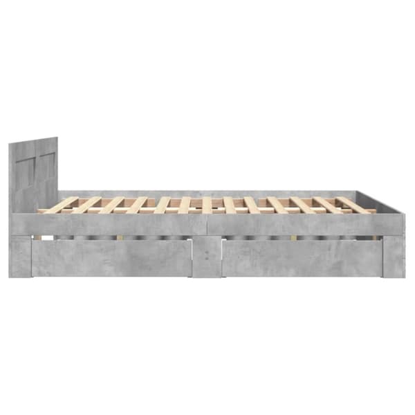 vidaXL sengeramme med sengegavl 120x200 cm konstrueret træ betongrå
