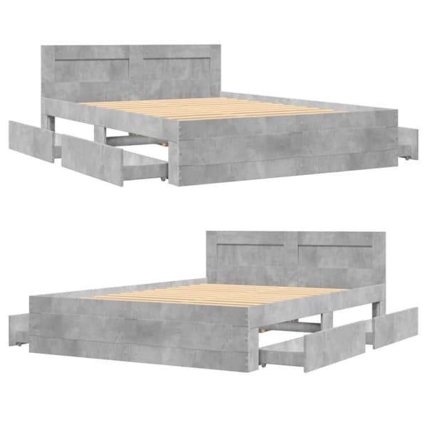 vidaXL sengeramme med sengegavl 120x200 cm konstrueret træ betongrå