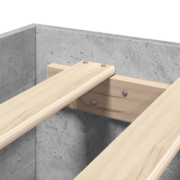 vidaXL sengeramme med sengegavl 120x200 cm konstrueret træ betongrå