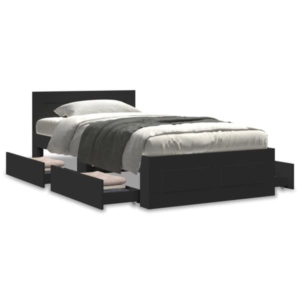 vidaXL Sengeramme med hodegavl svart 90x200 cm konstruert tre