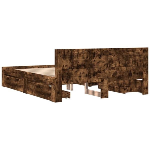 vidaXL Sengeramme med hodegavl røkt eik 160x200 cm konstruert tre