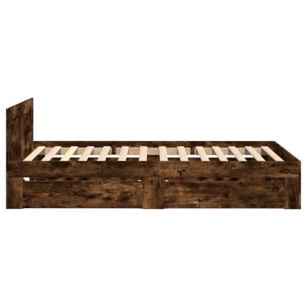 vidaXL sengeramme med sengegavl 90x200 cm konstrueret træ røget eg