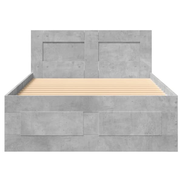 vidaXL Sängynrunko päädyllä betoninharmaa 90x200 cm tekninen puu