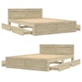 Miniatyrbilde 9 av 11: vidaXL Sengeramme med hodegavl sonoma eik 140x200 cm konstruert tre