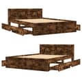 Miniatyrbilde 9 av 11: vidaXL Sengeramme med hodegavl røkt eik 140x200 cm konstruert tre