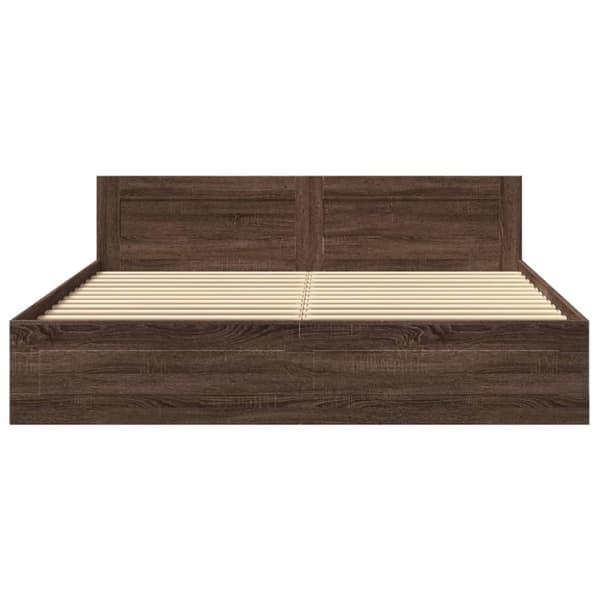 vidaXL sengeramme med sengegavl 180x200 cm konstrueret træ brunt eg