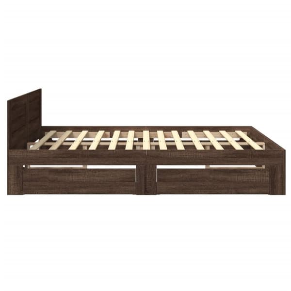vidaXL sengeramme med sengegavl 180x200 cm konstrueret træ brunt eg