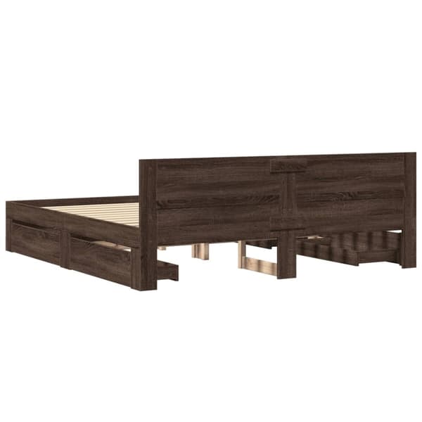 vidaXL sengeramme med sengegavl 180x200 cm konstrueret træ brunt eg
