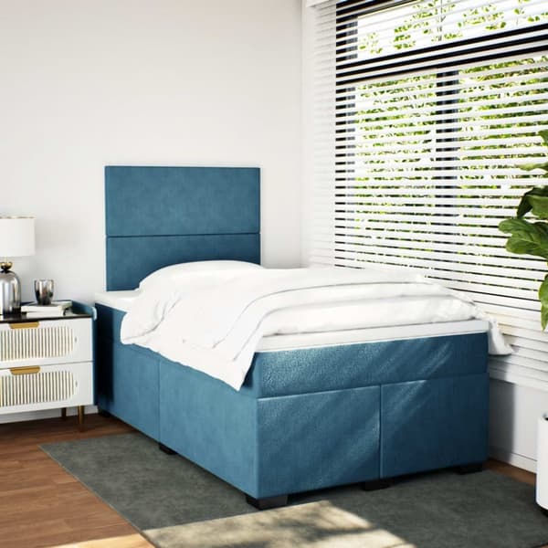 vidaXL Ramsäng med madrass blå 120x200 cm sammet