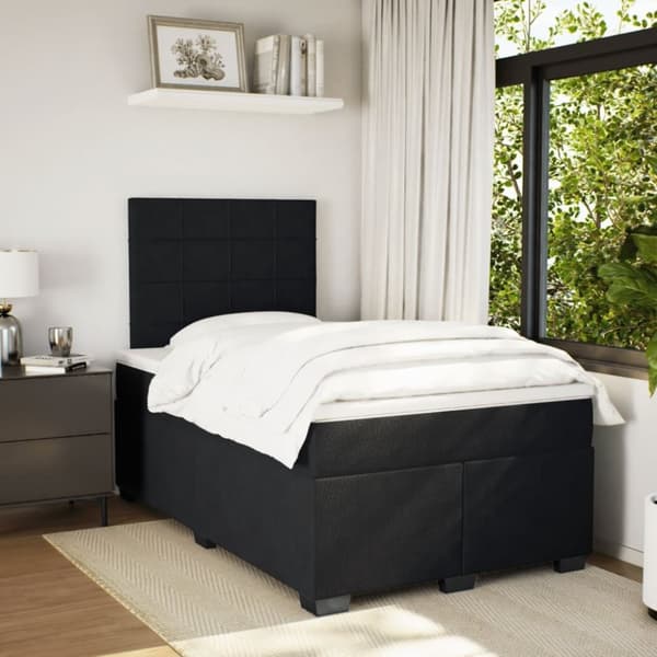 vidaXL Ramsäng med madrass svart 120x200 cm sammet