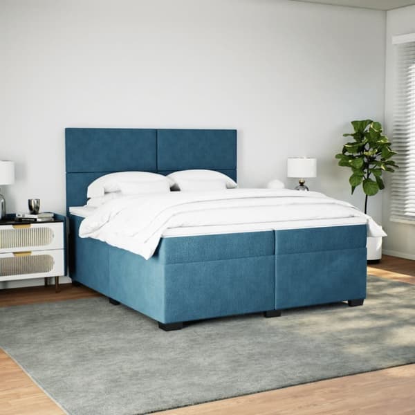 vidaXL kontinentalseng med madras 200x200 cm fløjl blå