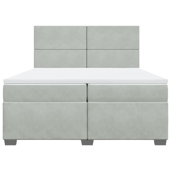 vidaXL kontinentalseng med madras 200x200 cm fløjl lysegrå