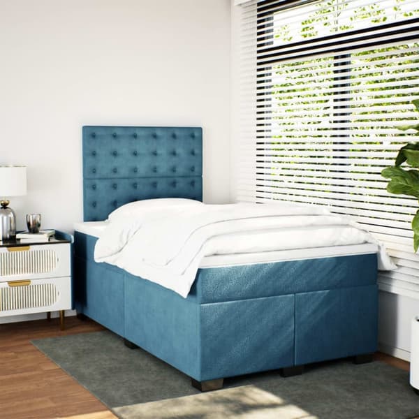 vidaXL Jenkkisänky patjalla sininen 120x200 cm sametti