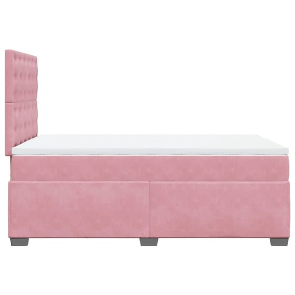vidaXL Seng med madrass boksfjær rosa 120x200 cm fløyel
