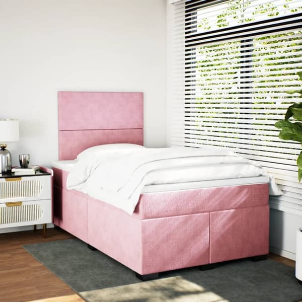 vidaXL Seng med madrass boksfjær rosa 120x200 cm fløyel